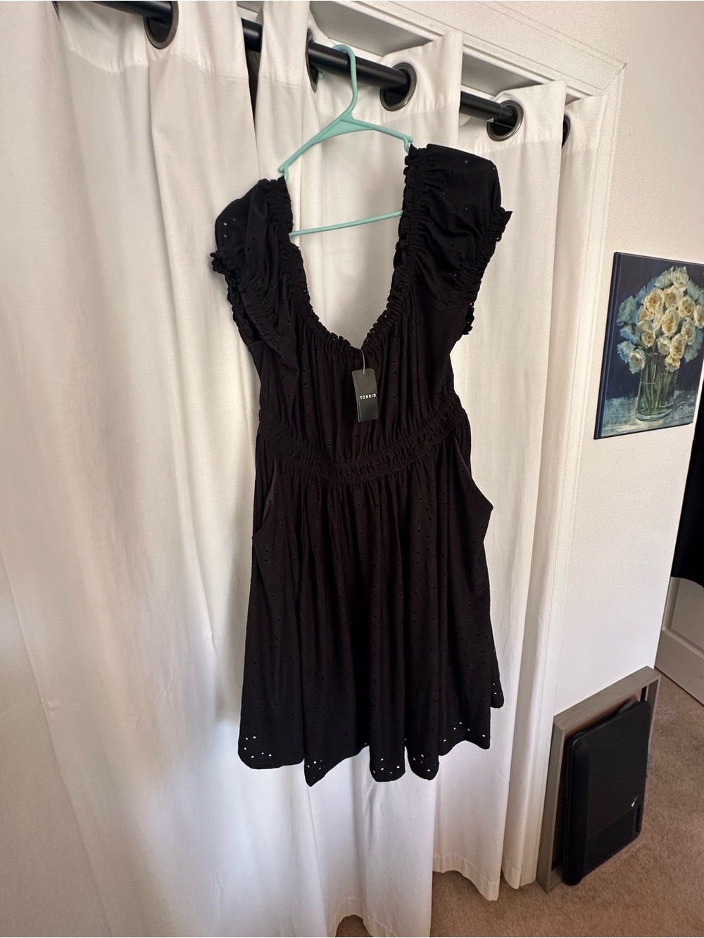 Torrid Black Cap Sleeve Eyelet Midi Dress - Picture 2 of 4